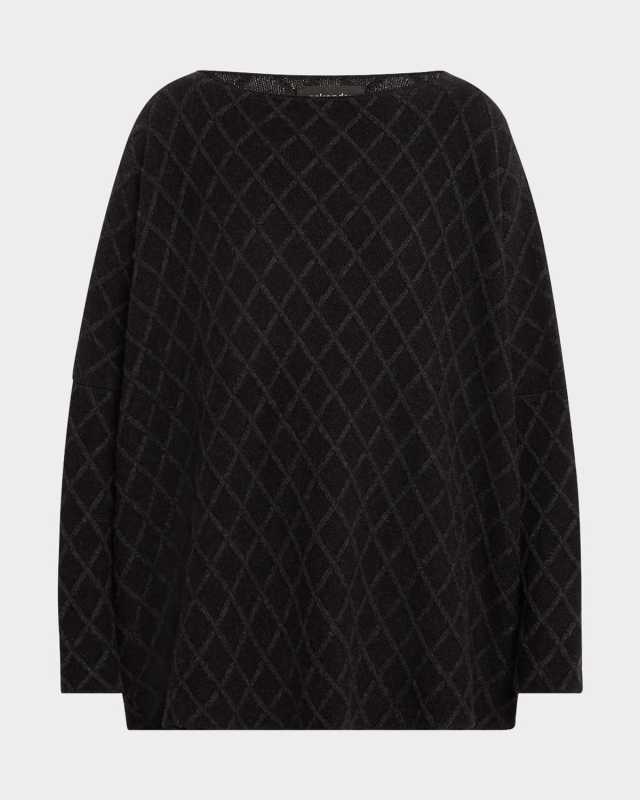 Diamond Fine-Gauge Knit Cashmere Sweater (Mid Plus Length)